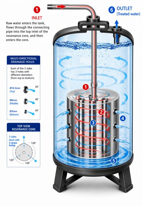 working principle for hexagonal water generator spa hydrotheraphy